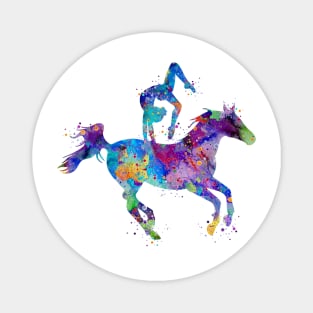 Girl Equestrian Vaulting Watercolor Magnet